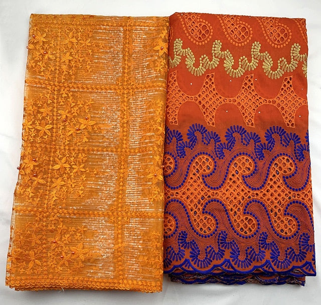 high quality net lace fabric 2.5+2.5 yard fabric 4
