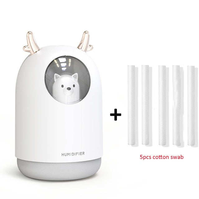 romantic usb humidifier 300ml ultrasonic cool mist diffuser white and 5 filters