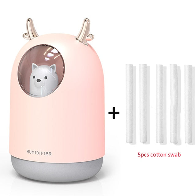 romantic usb humidifier 300ml ultrasonic cool mist diffuser pink and 5 filters