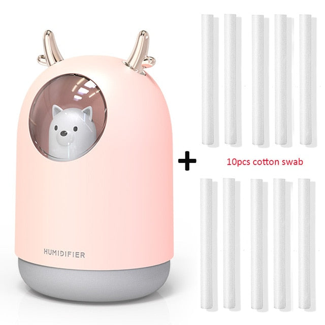 romantic usb humidifier 300ml ultrasonic cool mist diffuser pink and 10 filters