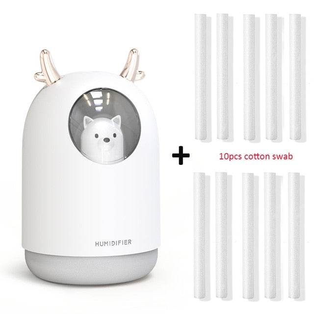 romantic usb humidifier 300ml ultrasonic cool mist diffuser white and 10 filters
