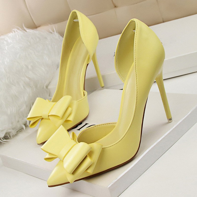fashion butterfly knot pointed toe women high heels