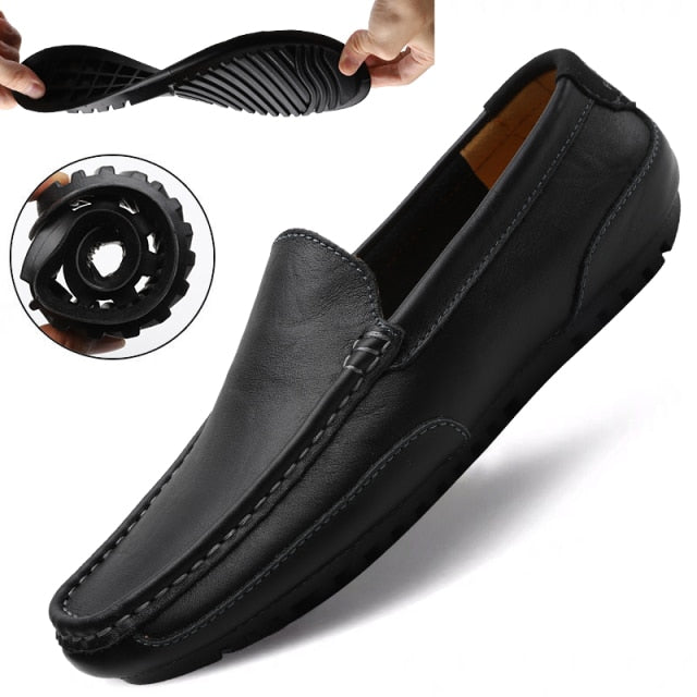 leather men shoes luxury trendy casual slip on formal loafers men moccasins italian black male driving shoes sneakers