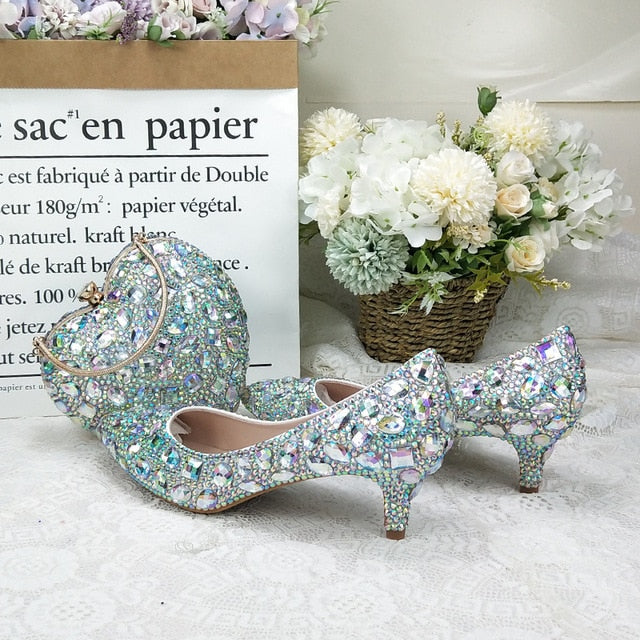 crystal wedding shoes 9cm with matching bags