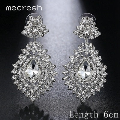 crystal bridal dangle wedding drop earrings eh916-clear