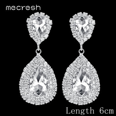 crystal bridal dangle wedding drop earrings eh003-clear