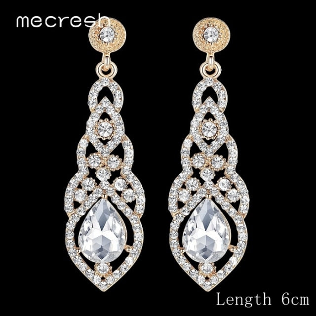 crystal bridal dangle wedding drop earrings gold