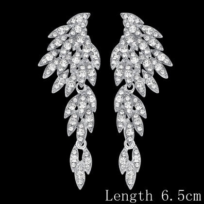 crystal bridal dangle wedding drop earrings eh209-silver
