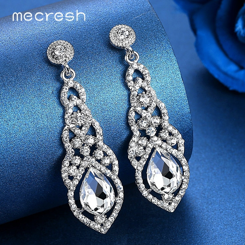 crystal bridal dangle wedding drop earrings