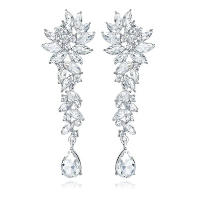 luxury leaves long drop crystal hanging dangle earrings meh1566-pin