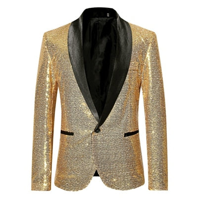 men new gold silver sequin shiny blazers suit jacket men fashion night club dj stage performances wedding party jacket