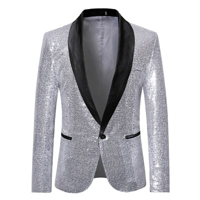 men new gold silver sequin shiny blazers suit jacket men fashion night club dj stage performances wedding party jacket