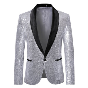 men new gold silver sequin shiny blazers suit jacket men fashion night club dj stage performances wedding party jacket