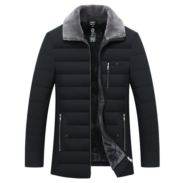 men's winter parkas fur collar windbreaker cotton padded warm jacket