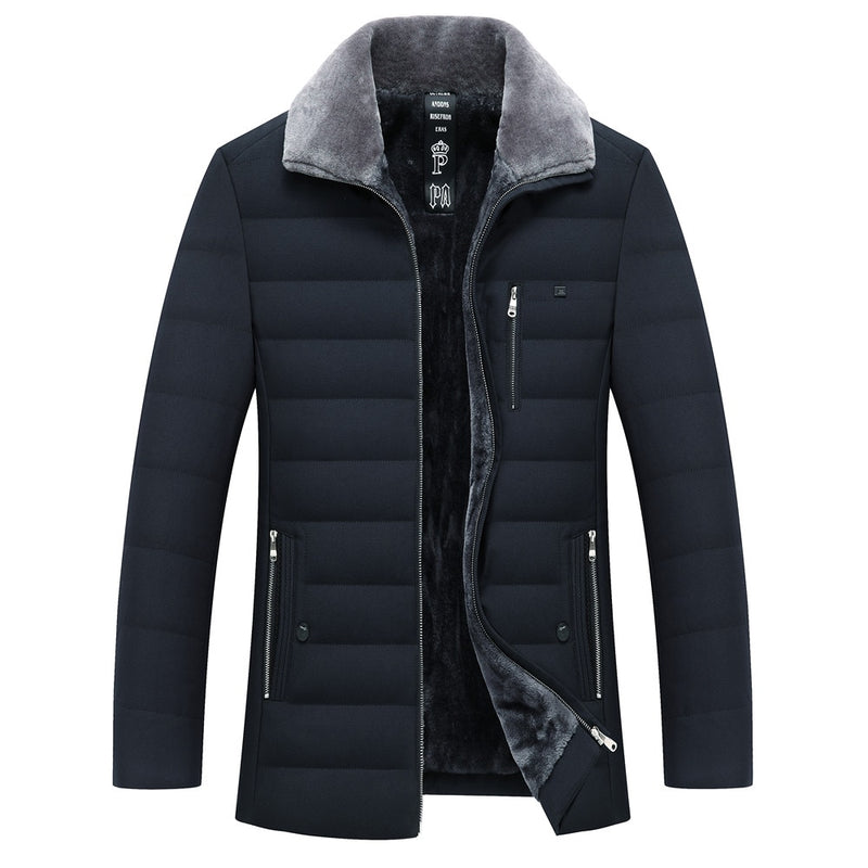 men's winter parkas fur collar windbreaker cotton padded warm jacket