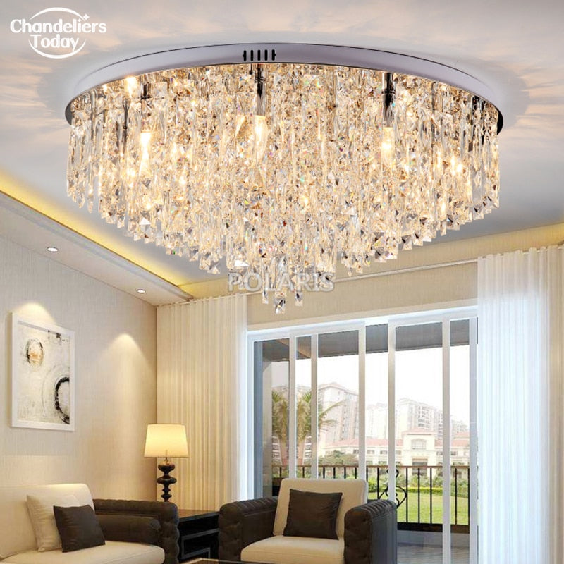 modern crystal flush mount chandeliers light for living dining room bedroom restaurant hotel decor