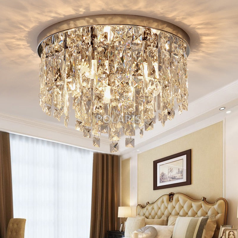 modern crystal flush mount chandeliers light for living dining room bedroom restaurant hotel decor