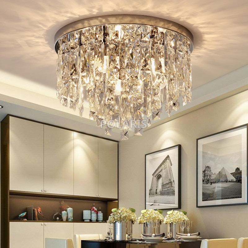 modern crystal flush mount chandeliers light for living dining room bedroom restaurant hotel decor