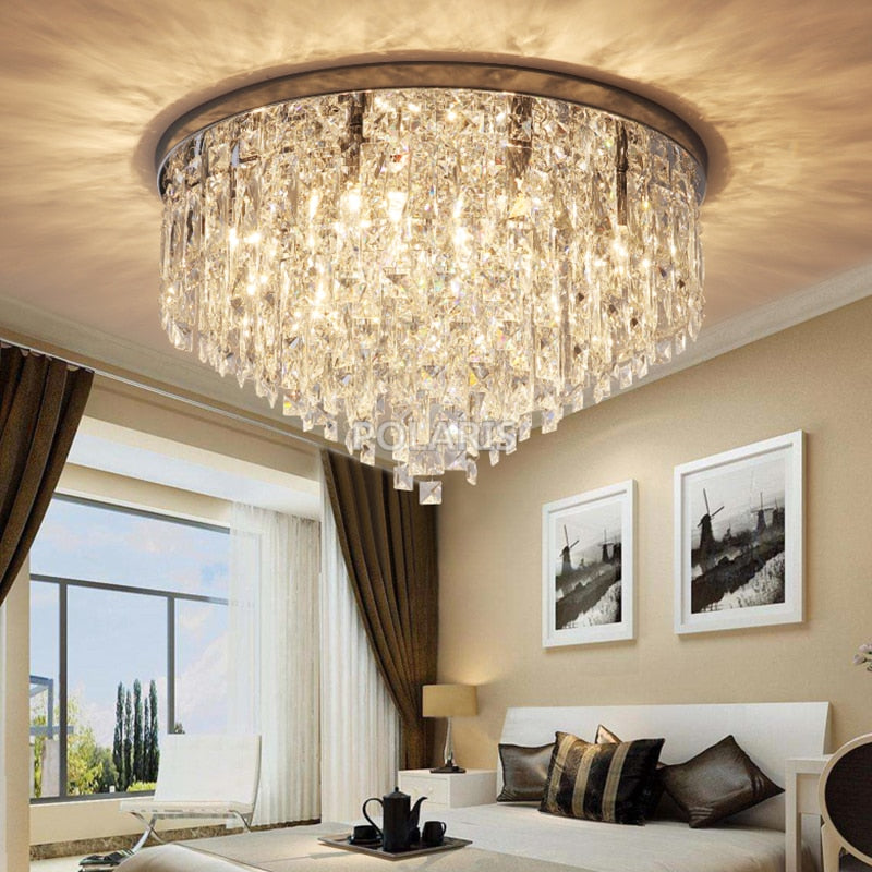 modern crystal flush mount chandeliers light for living dining room bedroom restaurant hotel decor