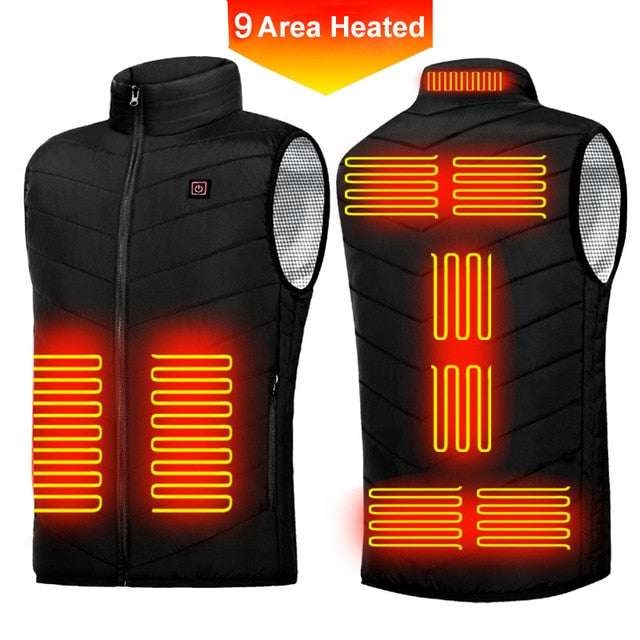 new 9 areas heated vest men women usb electric heating thermal jacket