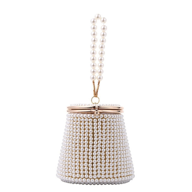 pearl beading holder bucket design women clutch