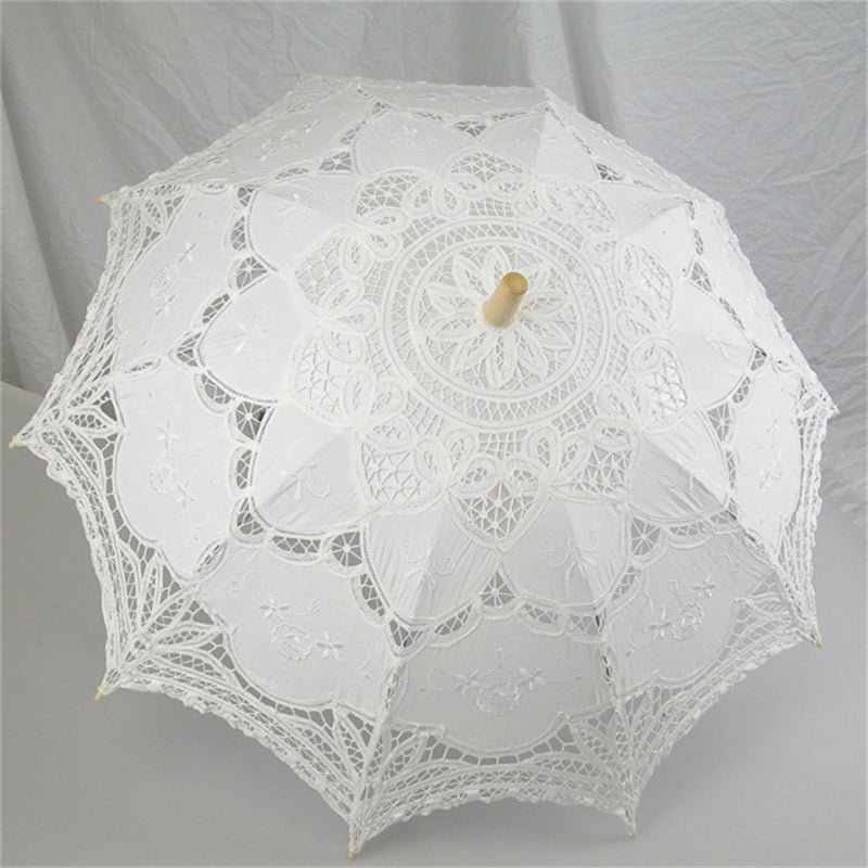handmade cotton lace parasol umbrella black