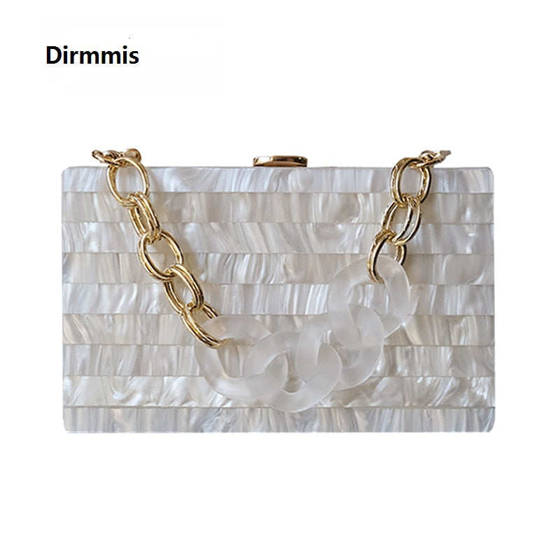 new trendy handbag brand fashion women bags white striped acrylic luxury party evening bags woman cute wedding box clutch purse
