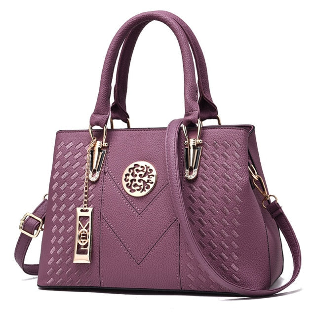 pu leather famous designer brand bags purple / 30x13.5x23cm
