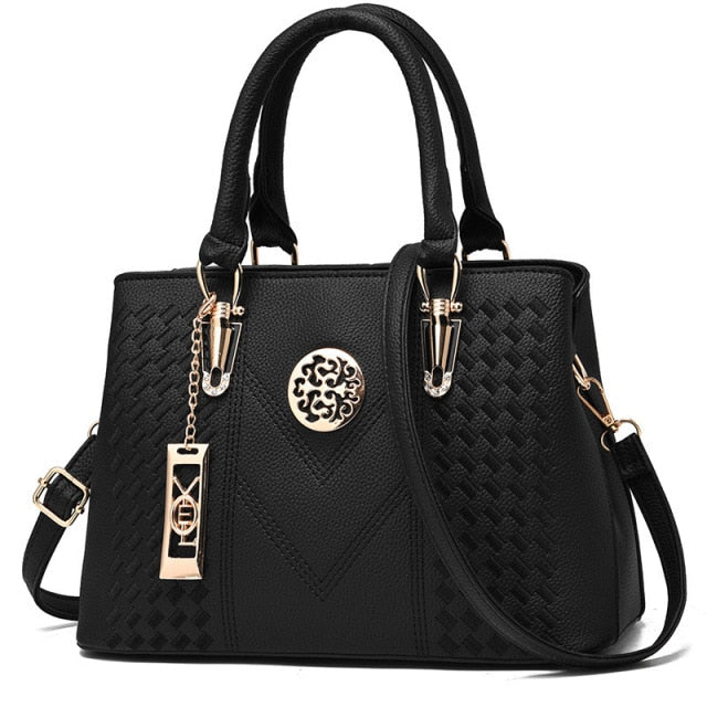 pu leather famous designer brand bags black / 30x13.5x23cm