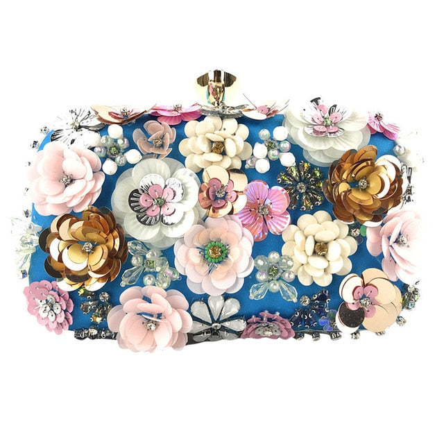 luxury designer decorated clutches blue