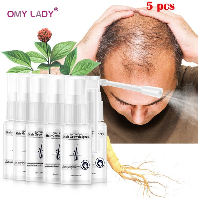 omy lady anti hair loss / hair growth spray for men women 5 pcs