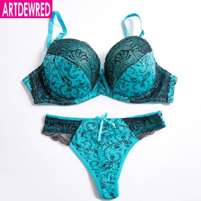 high quality push up bra thong sets bras for women underwear bra set lace sexy lingerie panty female underwear