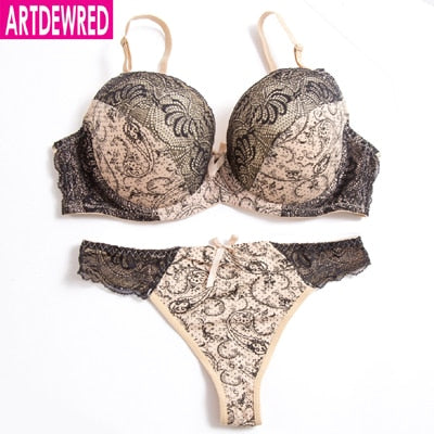 high quality push up bra thong sets bras for women underwear bra set lace sexy lingerie panty female underwear