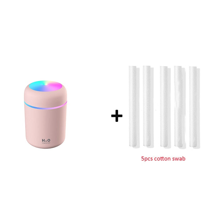 300ml humidifier usb ultrasonic dazzle cup aroma diffuser pink 5 filter