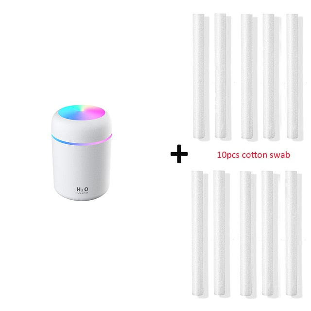 300ml humidifier usb ultrasonic dazzle cup aroma diffuser white 10 filter
