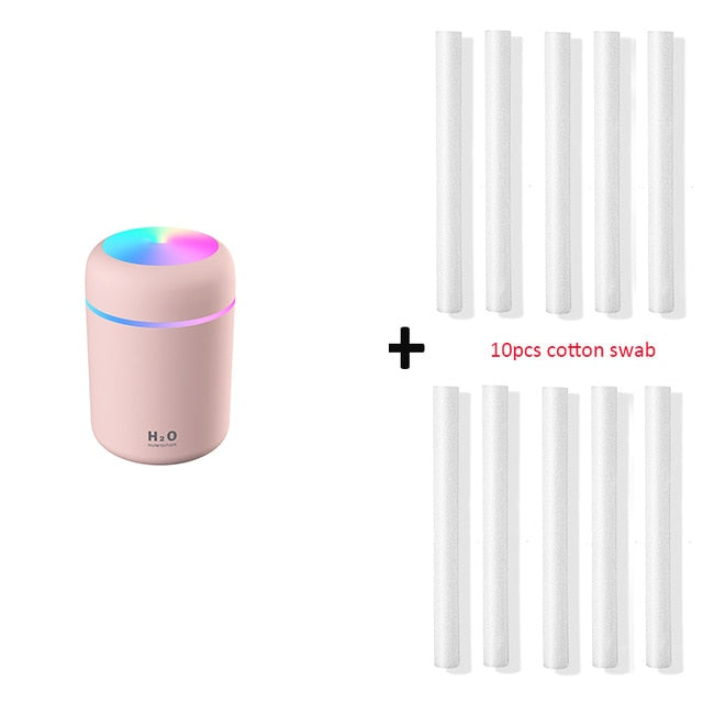 300ml humidifier usb ultrasonic dazzle cup aroma diffuser pink 10 filter