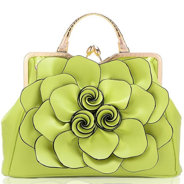 flower fashion ladies luxury leather bags light green