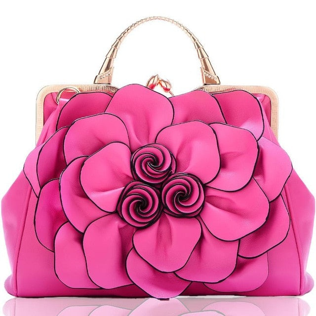 flower fashion ladies luxury leather bags rose