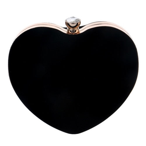 red heart design women clutch small diamonds golden velvet evening bags party wedding handbags purse for female ym1125black / mini(max length<20cm)