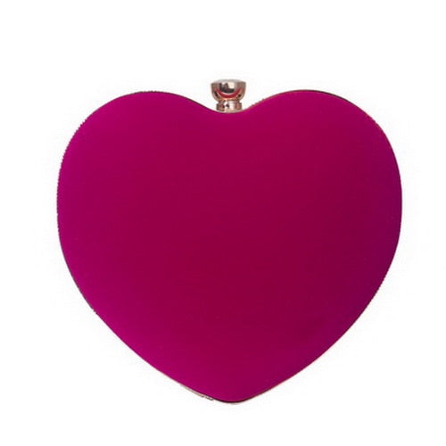 red heart design women clutch small diamonds golden velvet evening bags party wedding handbags purse for female ym1125rose / mini(max length<20cm)