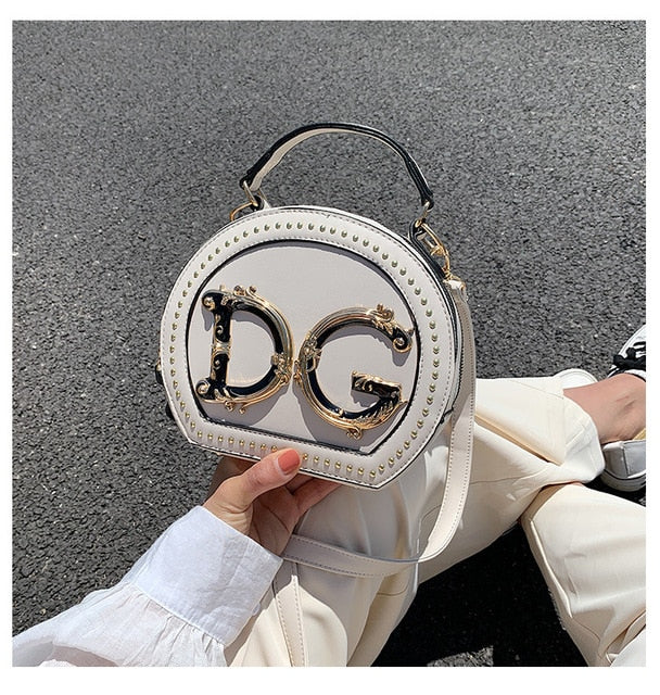 luxury round shape women designer bag white