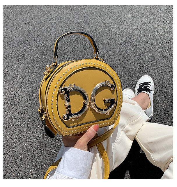 luxury round shape women designer bag yellow