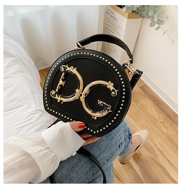 luxury round shape women designer bag black