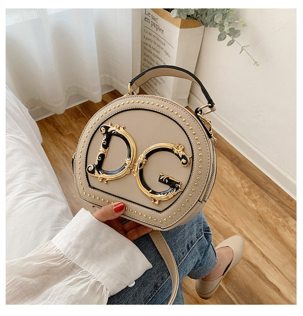 luxury round shape women designer bag khaki