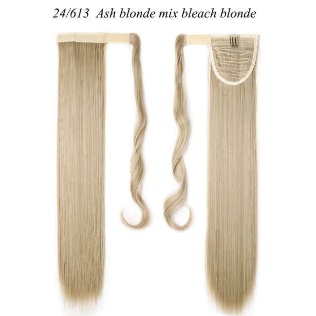 24'' long straight synthetic ponytail hair extensions 24-613 / 24inches