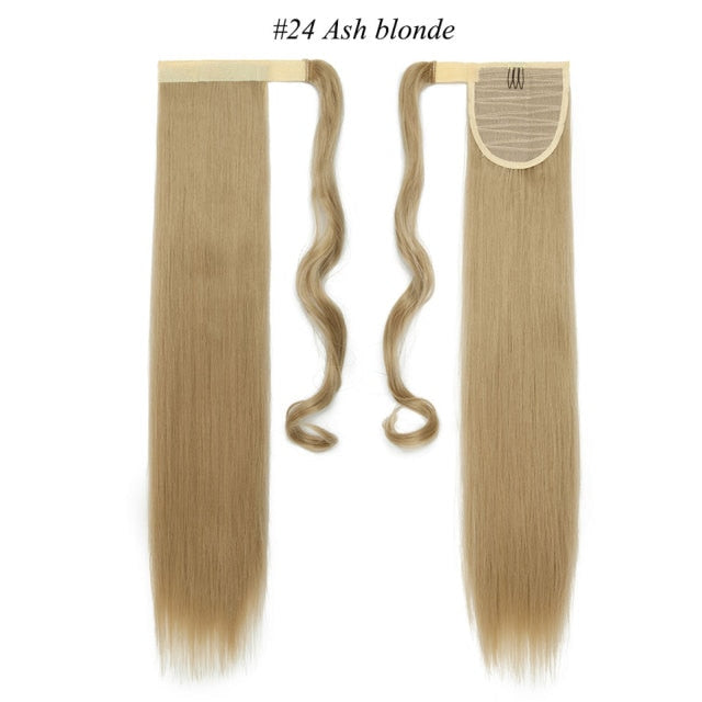 24'' long straight synthetic ponytail hair extensions ash blonde / 24inches
