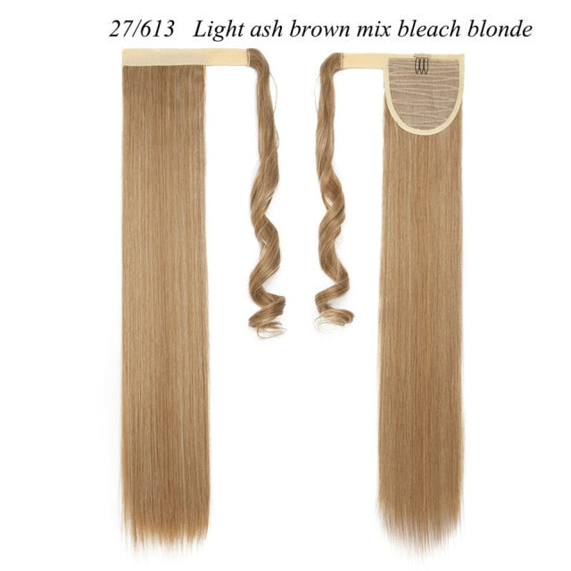 24'' long straight synthetic ponytail hair extensions 27-613 / 24inches