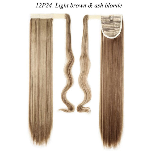 24'' long straight synthetic ponytail hair extensions 12p24 / 24inches