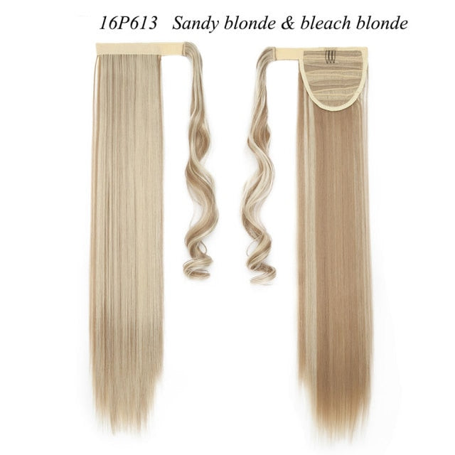 24'' long straight synthetic ponytail hair extensions 16p613 / 24inches