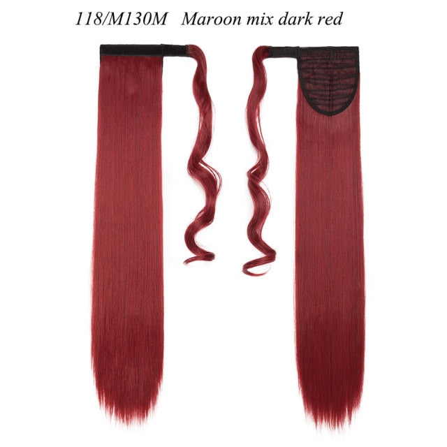 24'' long straight synthetic ponytail hair extensions 118-m130m / 24inches